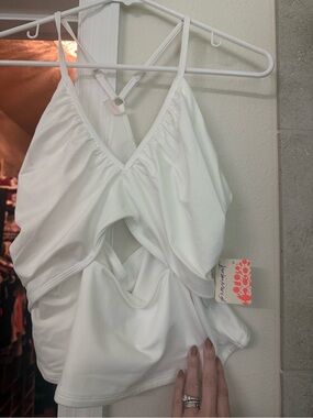 FP Movement by Free People White Crisscross Back Tank